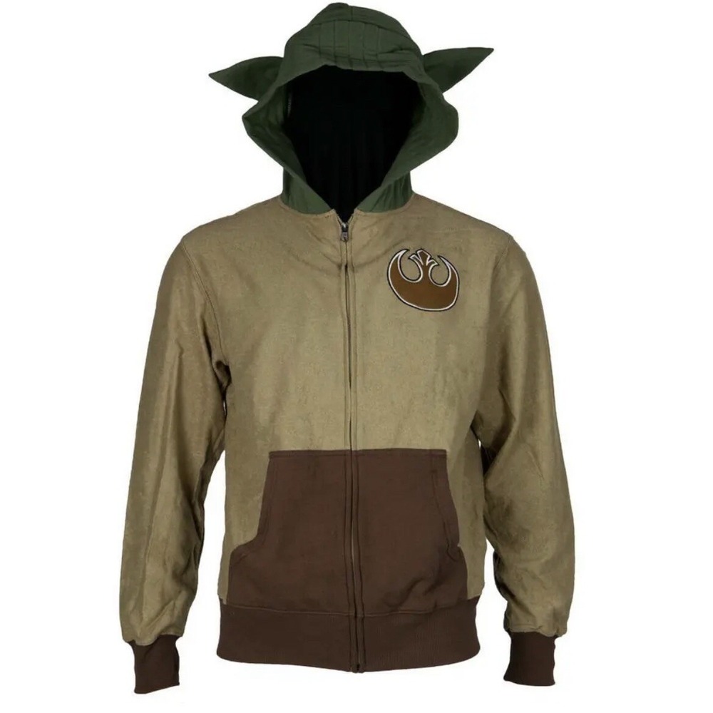 Star Wars - Yoda Costume Zip Hoodie Brown Green Hood With Ears